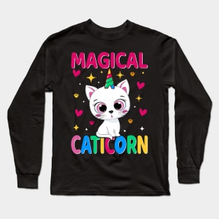 Magical Caticorn Rainbow Long Sleeve T-Shirt